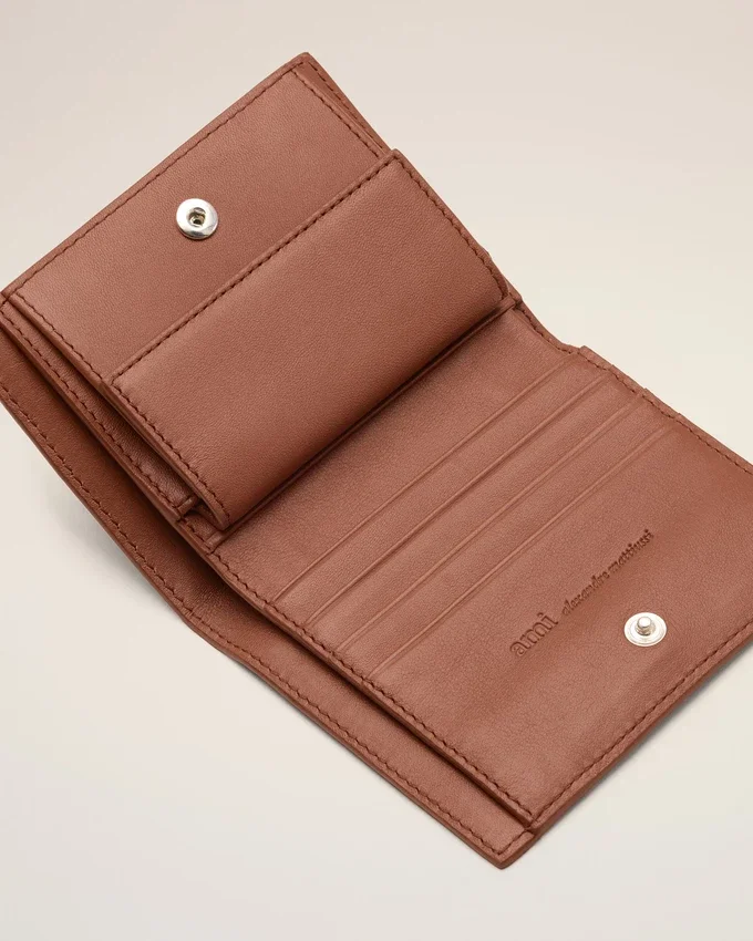 Brown Cowhide Leather Ami De Coeur Bifold Wallet Brown Cowhide Leather Ami De Coeur Bifold Wallet