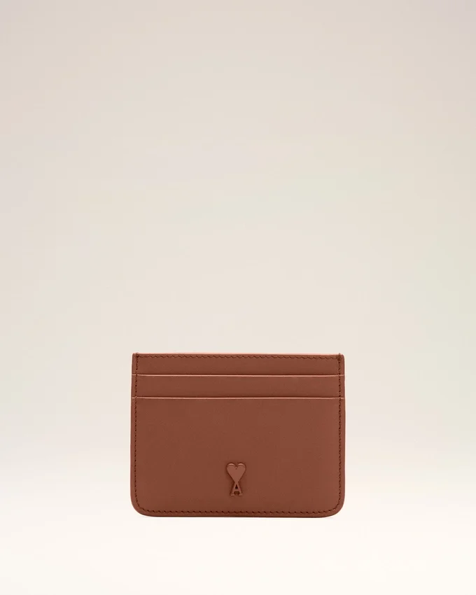 Brown Cowhide Leather Ami De Coeur Card Holder Brown Cowhide Leather Ami De Coeur Card Holder