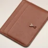 Brown Cowhide Leather Ami De Coeur Card Holder Brown Cowhide Leather Ami De Coeur Card Holder