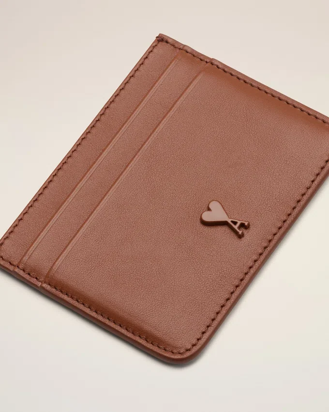 Brown Cowhide Leather Ami De Coeur Card Holder Brown Cowhide Leather Ami De Coeur Card Holder