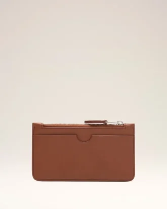 Brown Cowhide Leather Ami De Coeur Zipped Card Holder