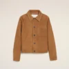 Brown Goat Leather Ami De Coeur Buttoned Jacket Brown Goat Leather Ami De Coeur Buttoned Jacket