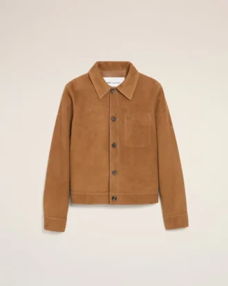 Brown Goat Leather Ami De Coeur Buttoned Jacket