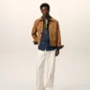 Brown Goat Leather Ami De Coeur Buttoned Jacket Brown Goat Leather Ami De Coeur Buttoned Jacket