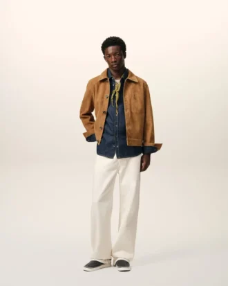Brown Goat Leather Ami De Coeur Buttoned Jacket