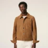 Brown Goat Leather Ami De Coeur Buttoned Jacket Brown Goat Leather Ami De Coeur Buttoned Jacket
