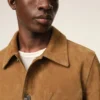 Brown Goat Leather Ami De Coeur Buttoned Jacket Brown Goat Leather Ami De Coeur Buttoned Jacket