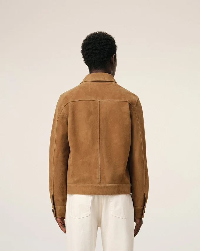 Brown Goat Leather Ami De Coeur Buttoned Jacket Brown Goat Leather Ami De Coeur Buttoned Jacket