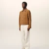 Brown Goat Leather Ami De Coeur Buttoned Jacket Brown Goat Leather Ami De Coeur Buttoned Jacket