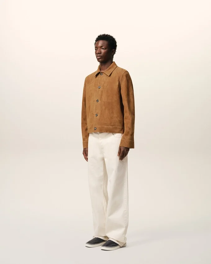 Brown Goat Leather Ami De Coeur Buttoned Jacket Brown Goat Leather Ami De Coeur Buttoned Jacket