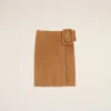Brown Goat Leather Big Buckle Belted Midi Skirt Brown Goat Leather Big Buckle Belted Midi Skirt