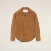 Brown Goat Leather Buttoned Overshirt Brown Goat Leather Buttoned Overshirt