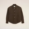 Brown Goat Leather Buttoned Overshirt