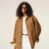 Brown Goat Leather Buttoned Overshirt Brown Goat Leather Buttoned Overshirt