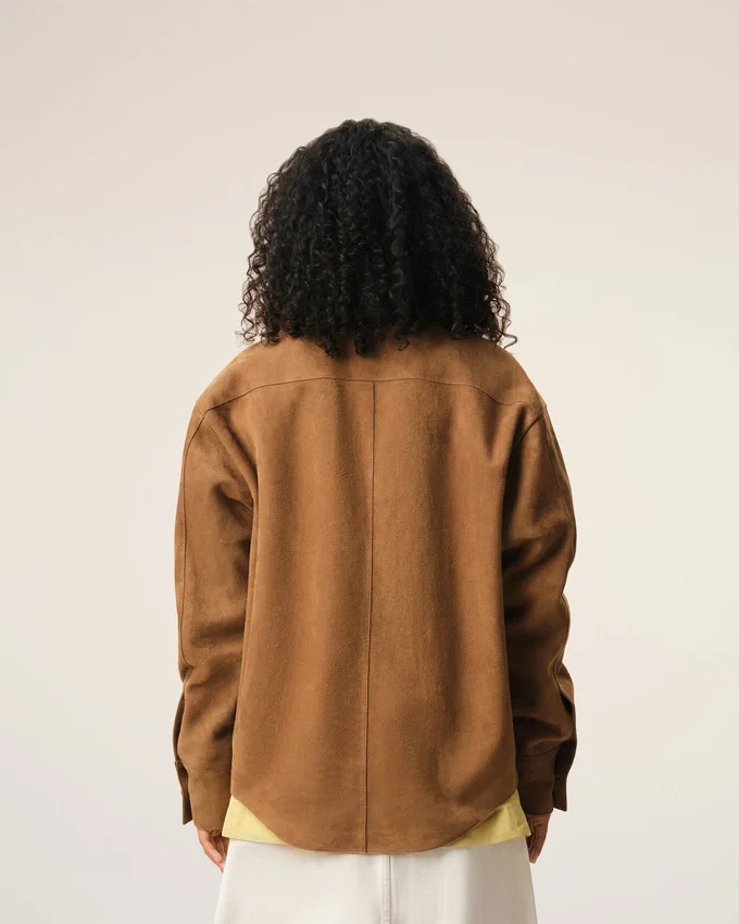 Brown Goat Leather Buttoned Overshirt Brown Goat Leather Buttoned Overshirt