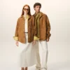 Brown Goat Leather Buttoned Overshirt Brown Goat Leather Buttoned Overshirt