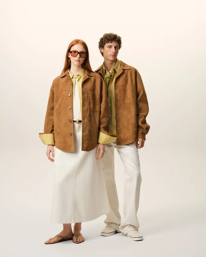 Brown Goat Leather Buttoned Overshirt Brown Goat Leather Buttoned Overshirt