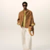 Brown Goat Leather Buttoned Overshirt Brown Goat Leather Buttoned Overshirt