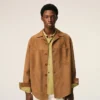 Brown Goat Leather Buttoned Overshirt Brown Goat Leather Buttoned Overshirt