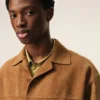 Brown Goat Leather Buttoned Overshirt Brown Goat Leather Buttoned Overshirt
