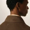 Brown Goat Leather Buttoned Overshirt