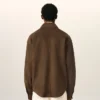 Brown Goat Leather Buttoned Overshirt