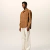 Brown Goat Leather Buttoned Overshirt Brown Goat Leather Buttoned Overshirt