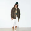 Brown Goat Leather Buttoned Overshirt