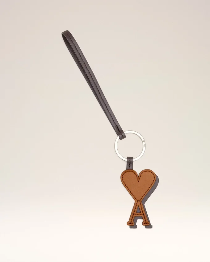 Brown Leather Ami De Coeur Keyring Brown Leather Ami De Coeur Keyring