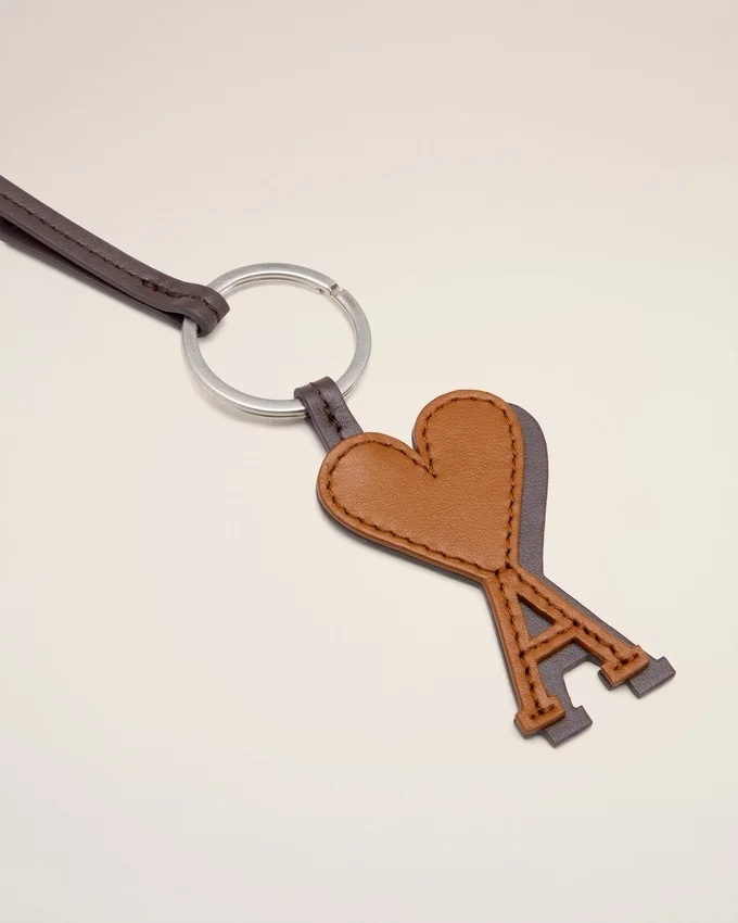 Brown Leather Ami De Coeur Keyring Brown Leather Ami De Coeur Keyring