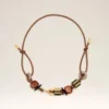 Brown Leather Ami De Coeur Pearls Necklace Brown Leather Ami De Coeur Pearls Necklace
