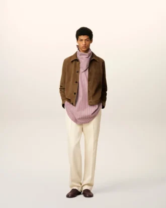Brown Leather Buttoned Ami De Coeur Jacket