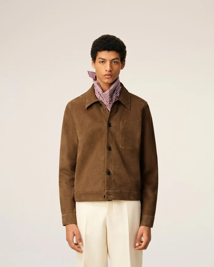 Brown Leather Buttoned Ami De Coeur Jacket Brown Leather Buttoned Ami De Coeur Jacket
