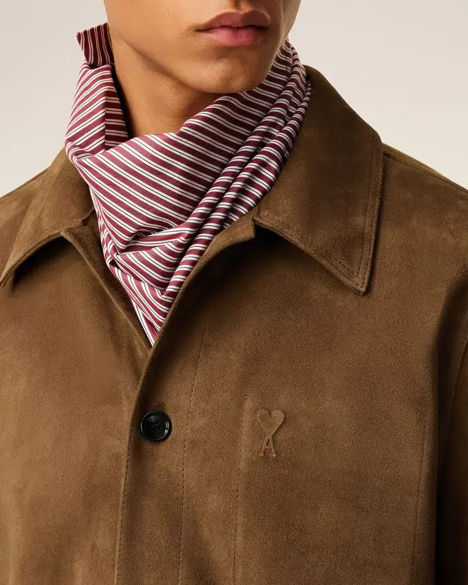 Brown Leather Buttoned Ami De Coeur Jacket Brown Leather Buttoned Ami De Coeur Jacket