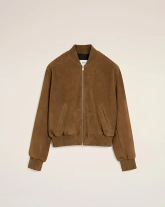 Brown Leather Zipped Jacket