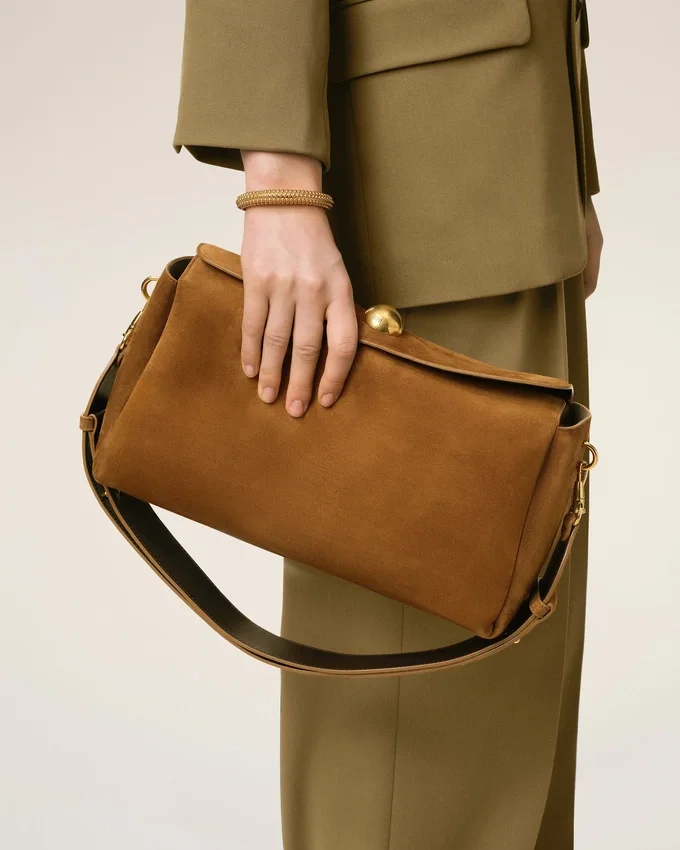 Brown Suede Leather Carrousel Medium Bag Brown Suede Leather Carrousel Medium Bag
