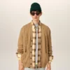 Brown Wool and Cotton Cable Stitch Cardigan Brown Wool and Cotton Cable Stitch Cardigan