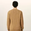 Brown Wool and Cotton Cable Stitch Cardigan Brown Wool and Cotton Cable Stitch Cardigan