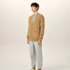 Brown Wool and Cotton Cable Stitch Cardigan Brown Wool and Cotton Cable Stitch Cardigan