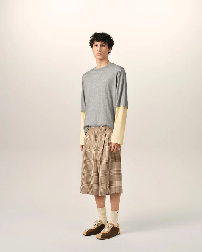 Brown Wool Prince of Wales Checkered Shorts Brown Wool Prince of Wales Checkered Shorts