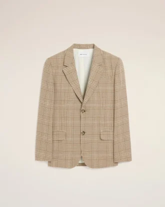 Brown Wool Prince of Wales Straight Jacket