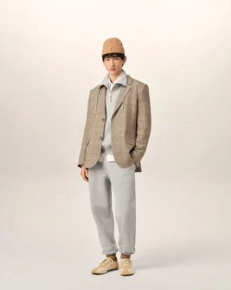 Brown Wool Prince of Wales Straight Jacket