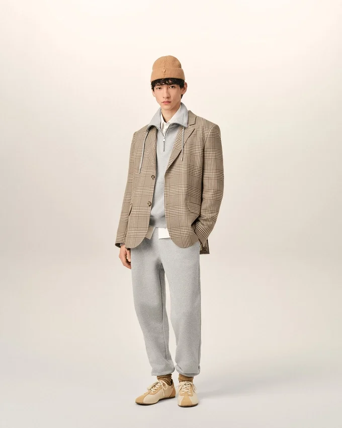 Brown Wool Prince of Wales Straight Jacket Brown Wool Prince of Wales Straight Jacket