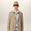 Brown Wool Prince of Wales Straight Jacket Brown Wool Prince of Wales Straight Jacket