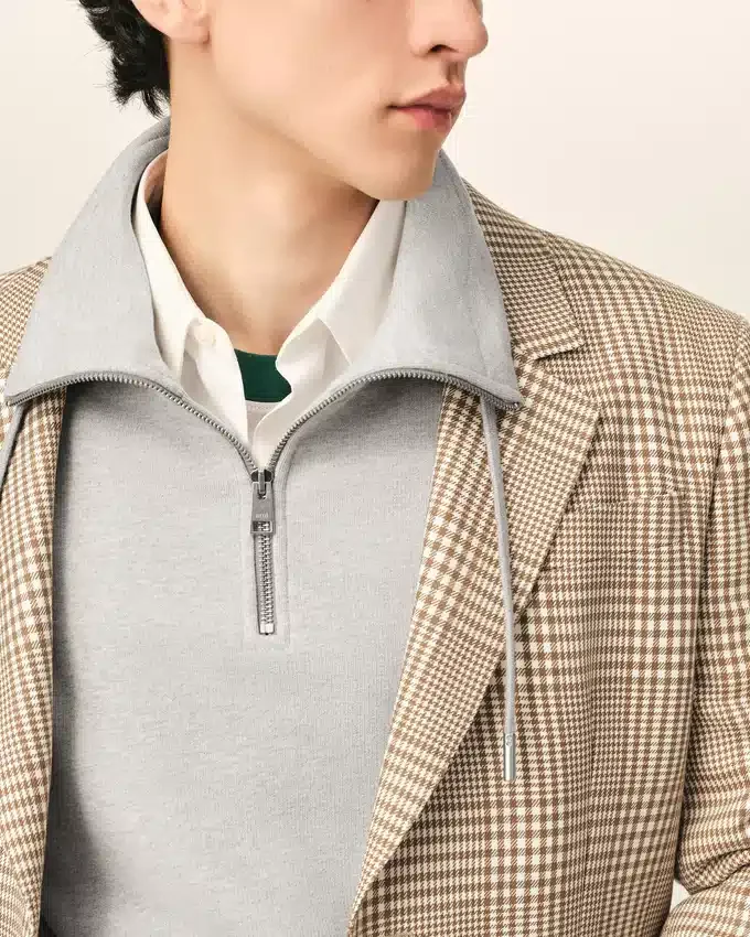 Brown Wool Prince of Wales Straight Jacket Brown Wool Prince of Wales Straight Jacket