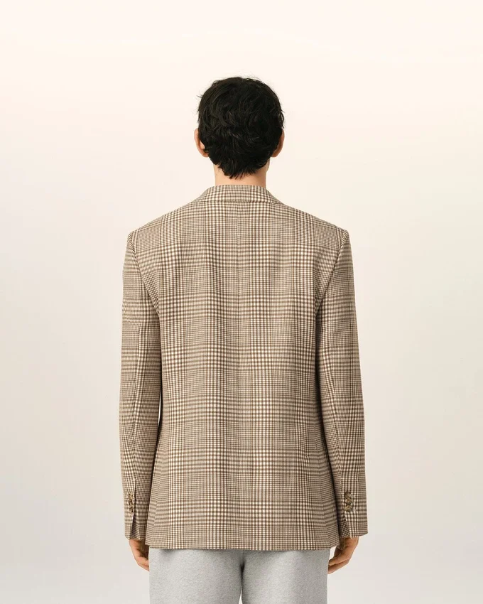 Brown Wool Prince of Wales Straight Jacket Brown Wool Prince of Wales Straight Jacket