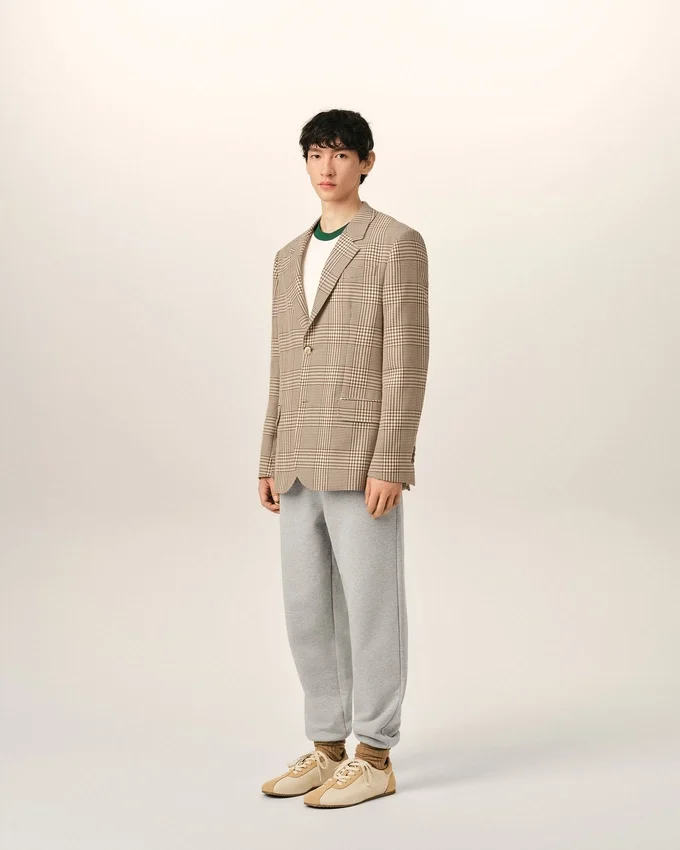 Brown Wool Prince of Wales Straight Jacket Brown Wool Prince of Wales Straight Jacket
