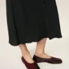 Burgundy Leather Bicolor Flat Shoes