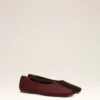 Burgundy Leather Bicolor Flat Shoes