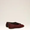 Burgundy Leather Bicolor Flat Shoes
